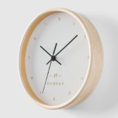 Monogram Gold Gray | Minimalistisch Elegant modern Uhr (Winkel)