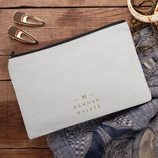 Monogram Gold Gray | Minimalistisch Elegant modern Zubehörtasche