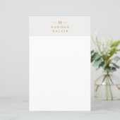 Monogram Gold Gray | Minimalistische Elegant Stati (Stehend Vorderseite)