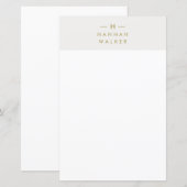 Monogram Gold Gray | Minimalistische Elegant Stati (Vorne/Hinten)