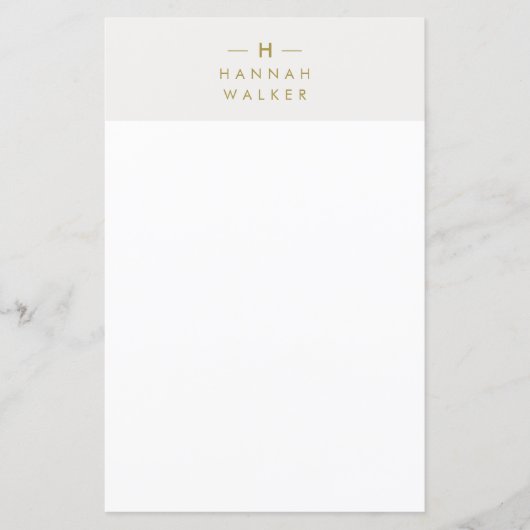 Monogram Gold Gray | Minimalistische Elegant Stati (Vorderseite)