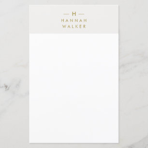 Monogram Gold Gray Minimalistische Elegant Stati