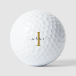 Monogram Gold Gray Script Name Modern Family Sport Golfball