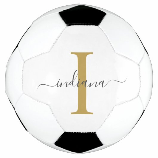 Monogram Gold Gray Script Name Modern Fußball (Vorderseite)