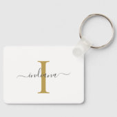 Monogram Gold Gray Script Name Modern Modern Schlüsselanhänger (Vorderseite)