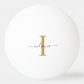 Monogram Gold Gray Script Name Moderne Familie Tischtennisball (Rückseite)