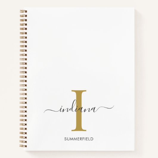 Monogram Gold Gray Script Name Notizblock (Vorderseite)