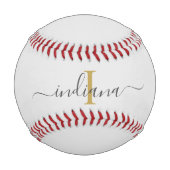 Monogram Gold Gray Script Name Typografy Baseball (Vorderseite)