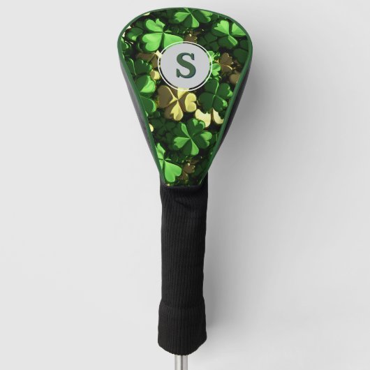 Monogram Gold Green Kleeblatts Golf Headcover (Vorderseite)