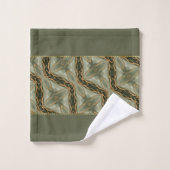Monogram Gold Green Stilvoll modern Badhandtuch Set (Waschlappen)