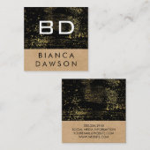 Monogram Gold Grunge Geometric Natural Quadratische Visitenkarte (Vorne/Hinten)