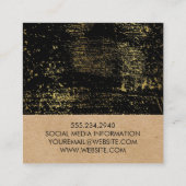 Monogram Gold Grunge Geometric Natural Quadratische Visitenkarte (Rückseite)