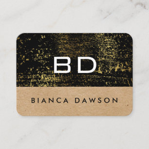 Monogram Gold Grunge Geometric Natural Visitenkarte