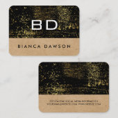 Monogram Gold Grunge Geometric Natural Visitenkarte (Vorne/Hinten)