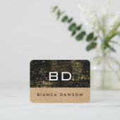 Monogram Gold Grunge Geometric Natural Visitenkarte (Stehend Vorderseite)