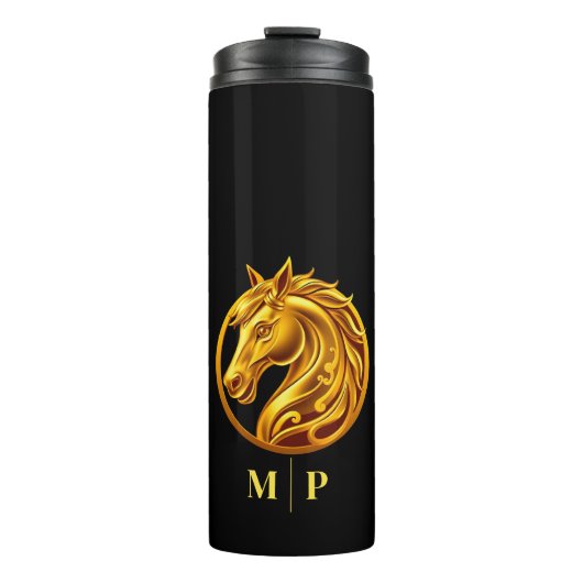 Monogram Gold Horse- Thermosbecher (Vorderseite)