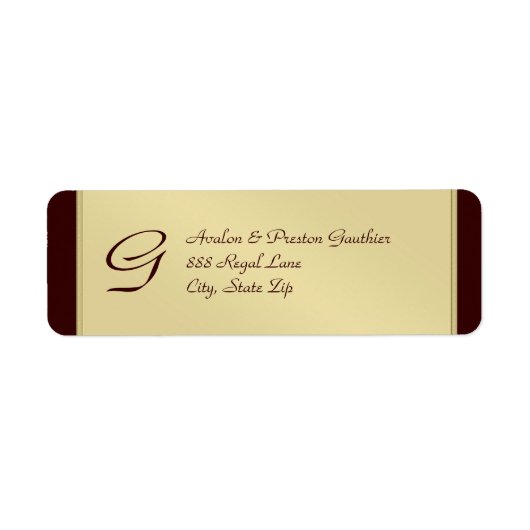 Monogram Gold Imitate Metallbraun-Adressetikett (Vorne)