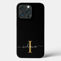 Monogram Gold Initial Graue Script Name Modern
