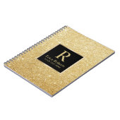 Monogram Gold Initial Modern Imitats Gold Glitzer Notizblock (Linke Seite)