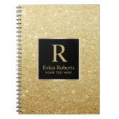 Monogram Gold Initial Modern Imitats Gold Glitzer Notizblock (Vorderseite)