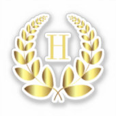 Monogram Gold Laurel Aufkleber (Vorderseite)