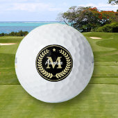 Monogram Gold Laurel Leaf Star Golfball