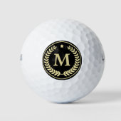 Monogram Gold Laurel Leaf Star Golfball (Vorderseite)