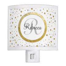 Monogram Gold Leaf Print Silber Confetti