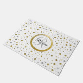 Monogram Gold Leaf Print Silber Confetti Fußmatte (Schrägansicht)