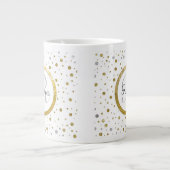 Monogram Gold Leaf Print Silber Confetti Jumbo-Tasse (Vorderseite)