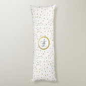 Monogram Gold Leaf Print Silver Confetti Seitenschläferkissen (Rückseite (Vertikal))