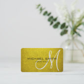 Monogram Gold Leather Look Visitenkarte (Stehend Vorderseite)