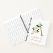 Monogram Gold Letter A | Blumenmotto oder Zitat Notizblock (Innenseite)