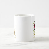 Monogram Gold Letter A | Floral Pink Burgundy Name Kaffeetasse (Mittel)