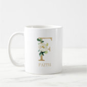 Monogram Gold Letter F | Florrosa weiß grün Kaffeetasse (Links)