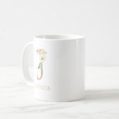 Monogram Gold Letter J | Florrosa weiß grün Kaffeetasse (Vorderseite Links)