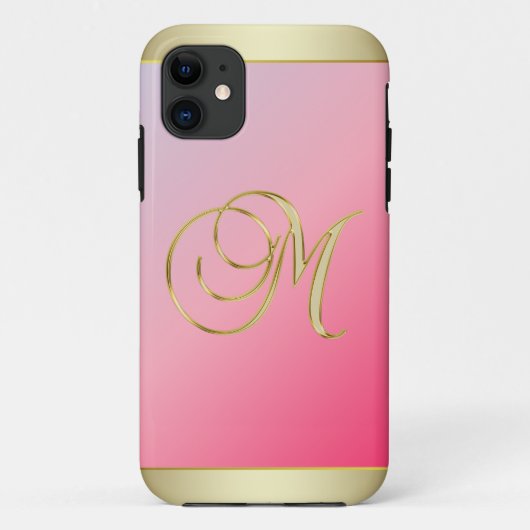 Monogram Gold Letter M elegant rosa Case-Mate iPhone Hülle (Rückseite)