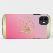 Monogram Gold Letter M elegant rosa Case-Mate iPhone Hülle (Rückseite (Horizontal))