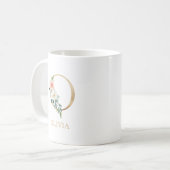 Monogram Gold Letter O | Florrosa weiß grün Kaffeetasse (Vorderseite Links)