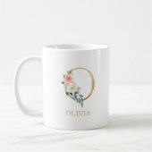 Monogram Gold Letter O | Florrosa weiß grün Kaffeetasse (Links)