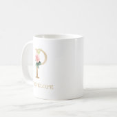 Monogram Gold Letter P | Florrosa weiß grün Kaffeetasse (Vorderseite Links)