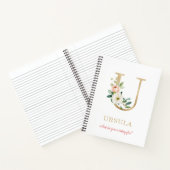Monogram Gold Letter U | Blumenmotto oder Zitat Notizblock (Innenseite)