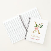 Monogram Gold Letter X | Blumenmotto oder Zitat Notizblock (Innenseite)