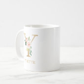 Monogram Gold Letter Y | Florrosa weiß grün Kaffeetasse (Vorderseite Links)