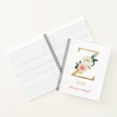 Monogram Gold Letter Z | Blumenmotto oder Zitat Notizblock (Innenseite)