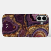 Monogram Gold Lila Geode Agate Case-Mate iPhone Hülle (Rückseite (Horizontal))