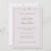 Monogram Gold lila graue Ampere und moderne Hochze Einladung (Vorderseite)