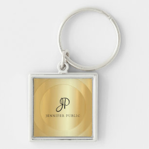Monogram Gold Look Add Your Name Elegante Modern Schlüsselanhänger