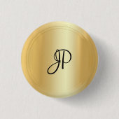 Monogram Gold Look Elegante Moderne Vorlage Button (Vorderseite)