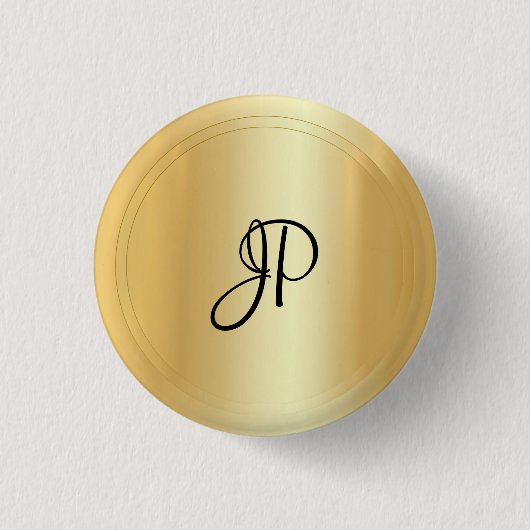 Monogram Gold Look Elegante Moderne Vorlage Button (Vorderseite)